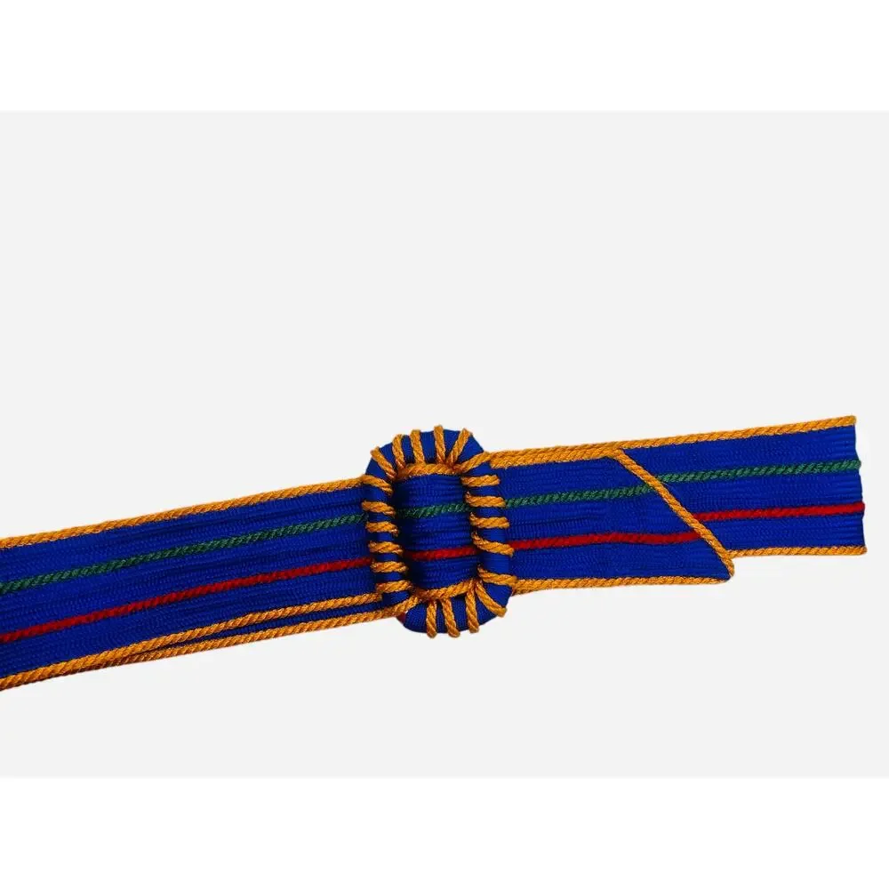 Womens Bright Multicolor Woven Belt Royal Blue, Yellow, Red and Green 34” Lx2” W
